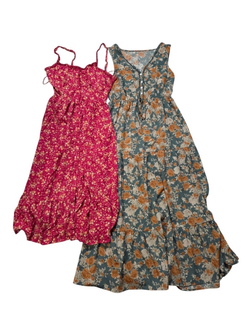 V_neck Skeevless Maxi Floral And Pink Floral Spahhetti Strap Midi Dress. Size L